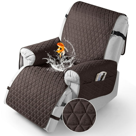 TAOCOCO Non Slip Solid Recliner Chair Covers with Pockets, Anti-Slip Reclining Armchair Slipcovers Waterproof Sofa Cover Protectors, Chocolate