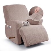 TAOCOCO Recliner Amrchair Slipcover Stretch 3-Pieces Reclining Chair Cover Kids Pet Furniture Protectors with Pockets, Khaki