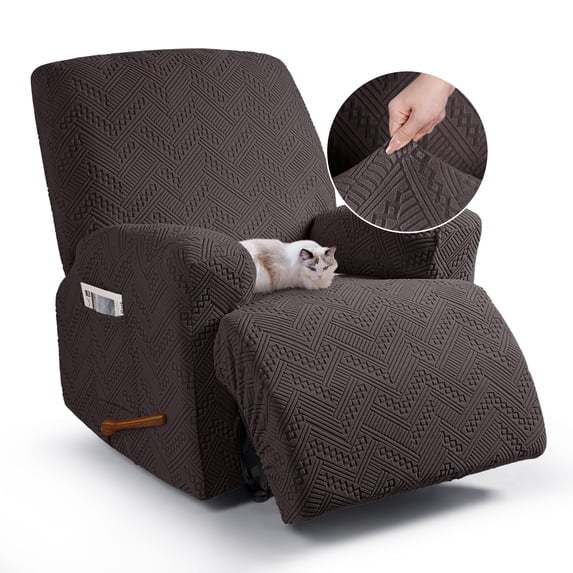TAOCOCO Recliner Chair Slipcover 3 Piece Reclining Couch Cover for Recliner Armchair Anti-Slip Kids Pet Furniture Protector, Chocolate