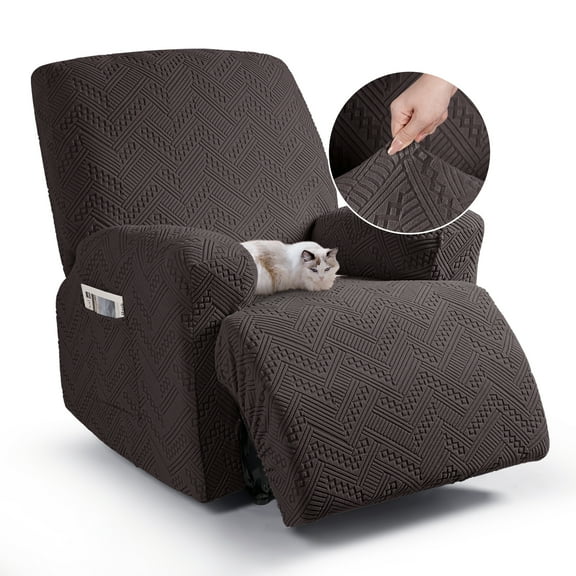 TAOCOCO Recliner Chair Slipcover 3 Piece Reclining Couch Cover for Recliner Armchair Anti-Slip Kids Pet Furniture Protector, Chocolate