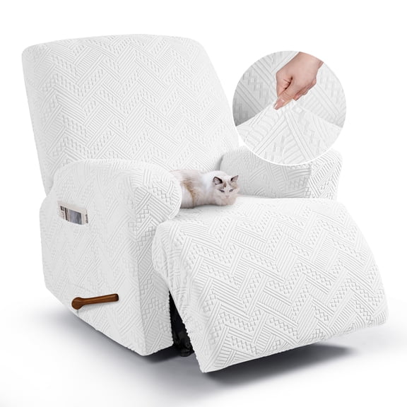 TAOCOCO Recliner Chair Slipcovers Non-Slip Reclining Armchair Covers Washable Recliner Protector Cover with Pockets, Beige