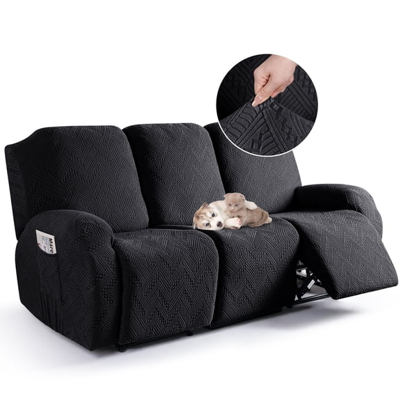 TAOCOCO Recliner Couch Covers Stretch Reclining Sofa Slipcovers 3-Pieces Sofa Slip-Covers Kid Pets Furniture Protector, Black