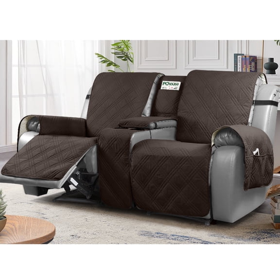 TAOCOCO Recliner Loveseat Covers Non-Slip Pet Cover for ouble Recliner Split Sofa Cover with Console Chocolate