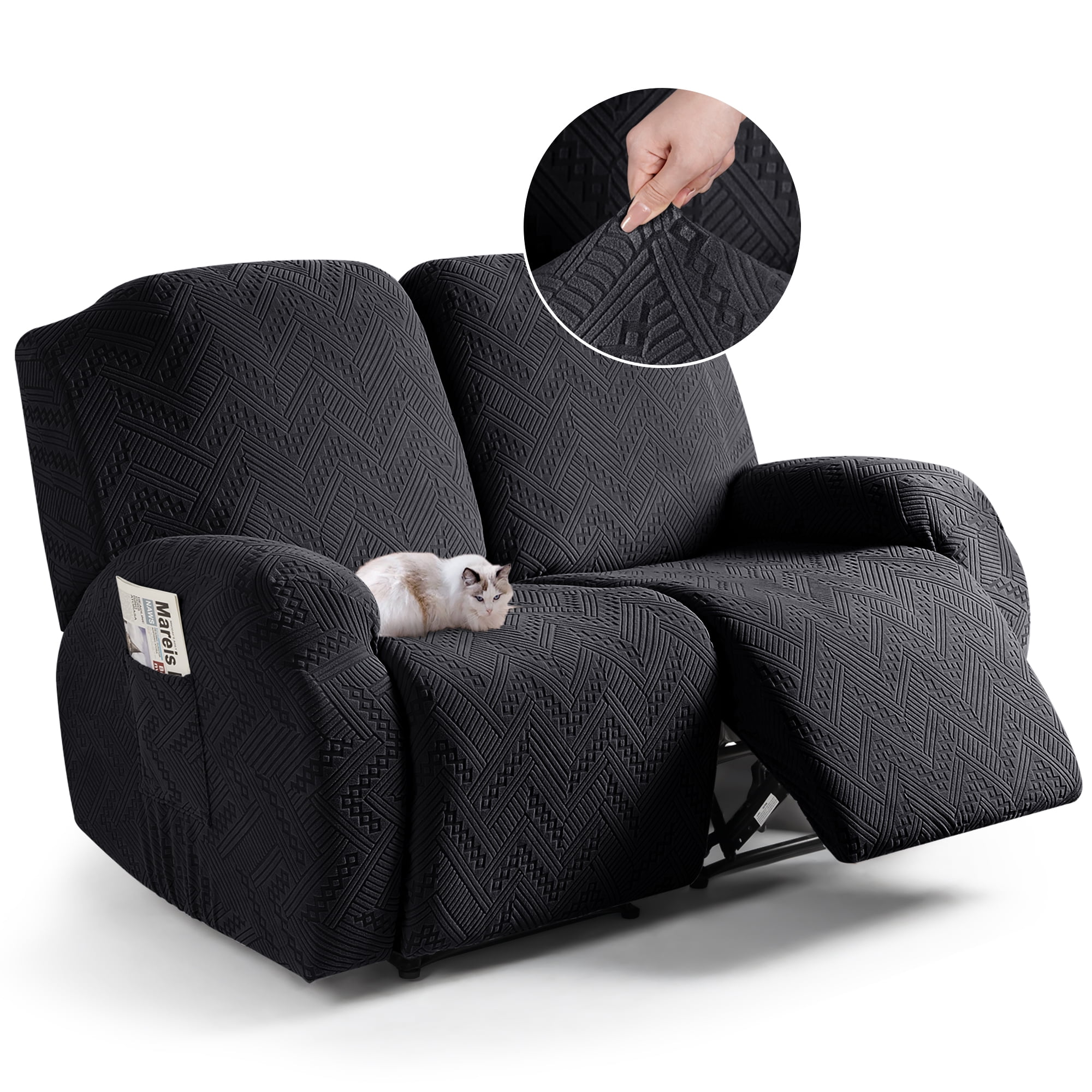 TAOCOCO Loveseat Recliner Dual NonSlip 2Seater Slipcover, 3Piece