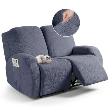 TAOCOCO Recliner Loveseat Slipcovers Stretch Non-Slip Sofa Covers for 2-Seater Couch 3 Pieces Sofa Protector with Pockets, Dark Gray
