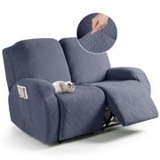 TAOCOCO Recliner Loveseat Slipcovers Stretch Non-Slip Sofa Covers for 2-Seater Couch 3 Pieces Sofa Protector with Pockets, Dark Gray