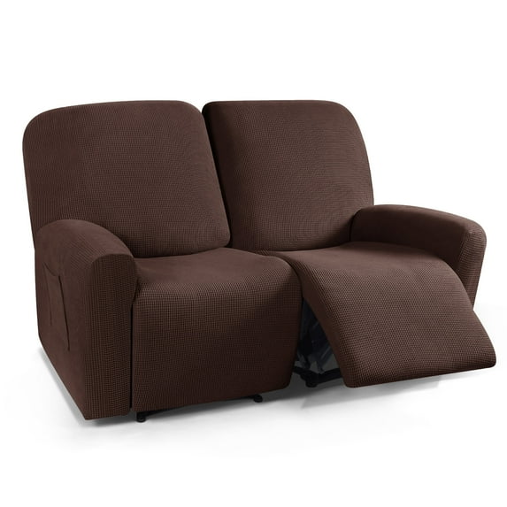 TAOCOCO Recliner Loveseat Sofa Slipcovers Stretch Solid Furniture Couch Cover with Pocket Chocolate