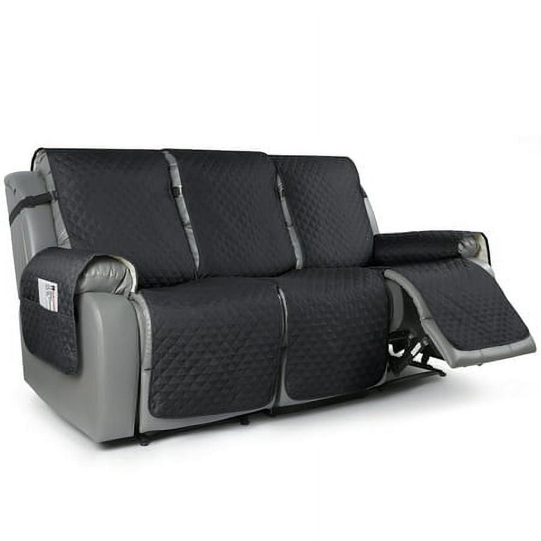 TAOCOCO Recliner Sofa Cover, Washable Couch Cover for 3 Seat Recliner Chair, Split Sofa Cover for Pet, Kids Black