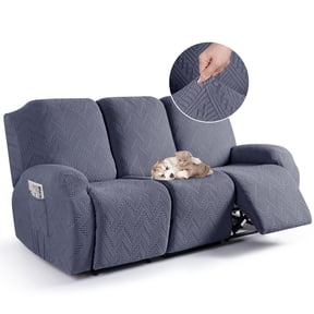 TAOCOCO Recliner Sofa Covers 3 Pieces Reclining Couch Covers for 3-Seater Sofa Furniture Protector w/ Pockets, Dark Gray
