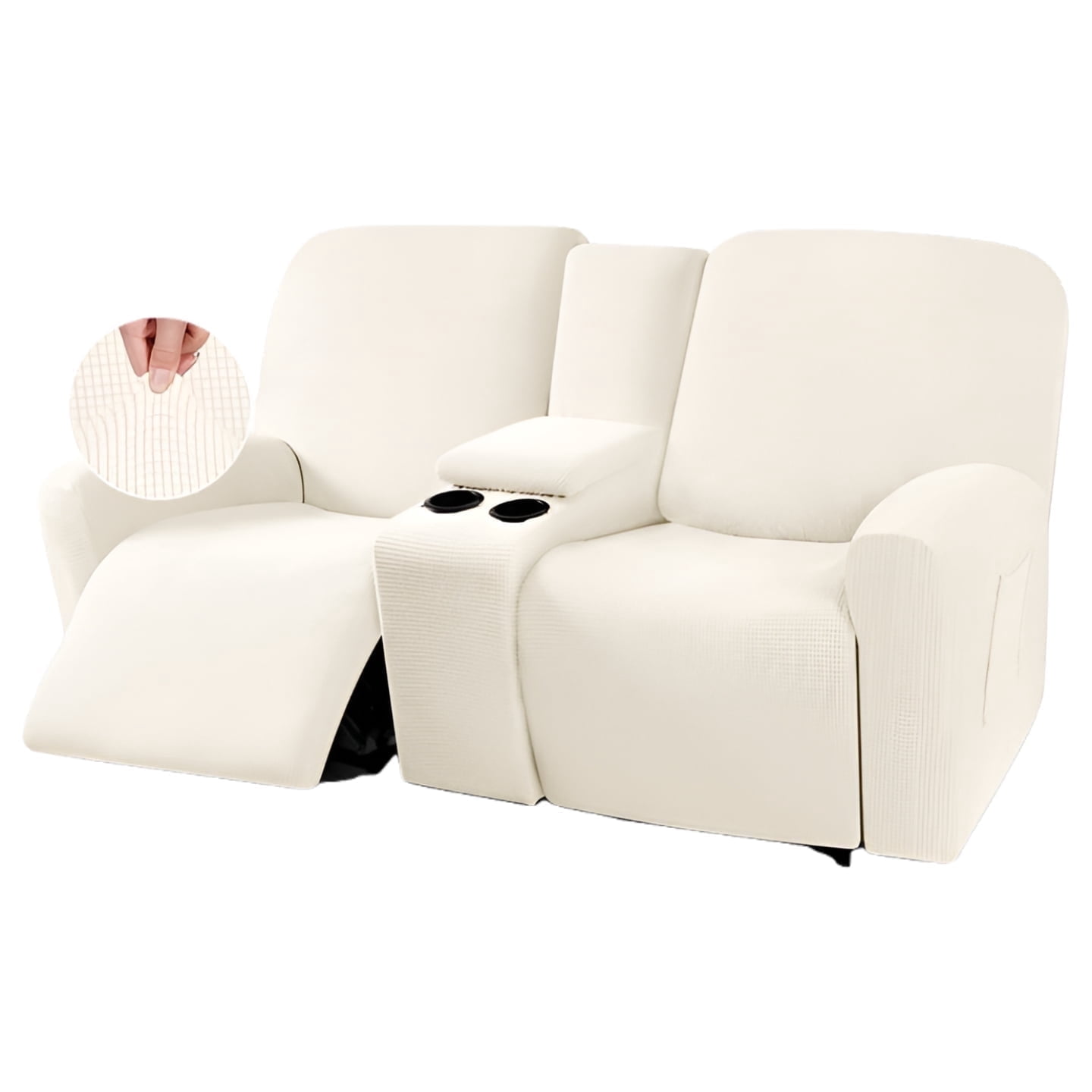 TAOCOCO Stretch Loveseat 4-Piece Polyester Blend Sofa Slipcover, Beige