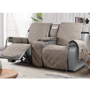 TAOCOCO Waterproof Recliner Loveseat Covers with Console, Non-Slip Pet Cover for Dual Loveseat Recliner Reclining Slipcovers Taupe