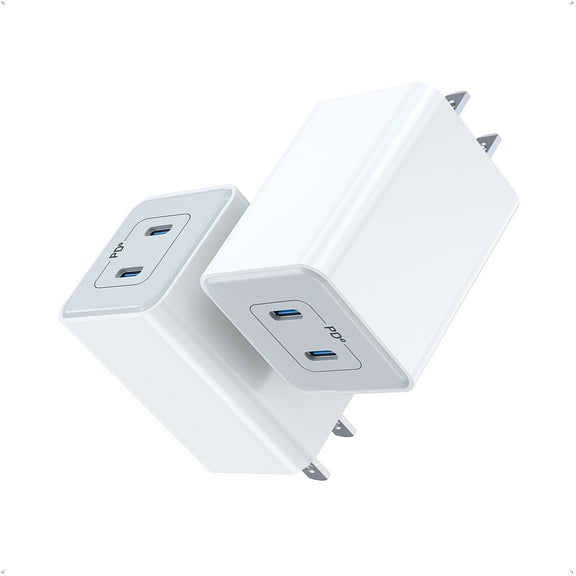 TAOHAI [2-Pack] 40W USB-C Wall Charger, Dual 20W PD 3.0 Fast Charging Block for iPhone, iPad, Samsung, AirPods, MacBook - Compact & Reliable Power Adapter