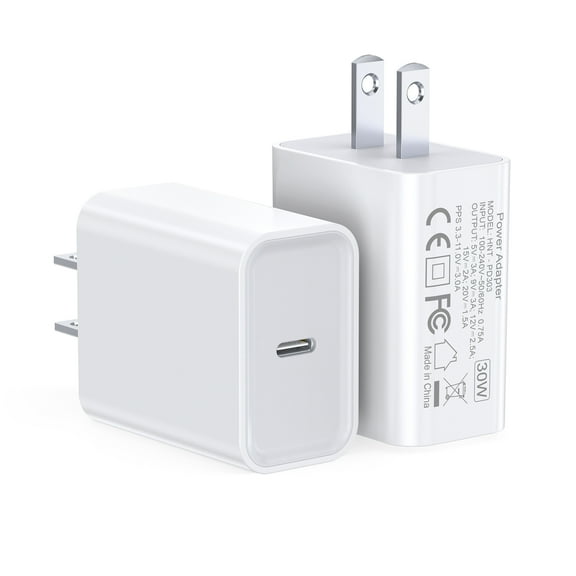 TAOHAI 30W USB C Fast Charger, 2-Pack USB-C Power Adapter PD 3.0 GaN Wall Plug for iPhone 16/15/16 Pro/16 Pro Max/15 Plus/15 Pro/15 Pro Max, Galaxy, iPad Pro Mini, MacBook Air, Samsung Galaxy S23