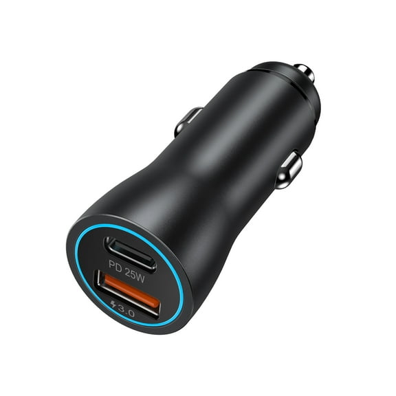 TAOHAI USB-C Car Charger, Cigarette Lighter USB Charger, iPhone 16 Car Charger, 43W 2-Port Type-C Car Adapter, PowerIQ 3.0, for iPhone 16/15/14/13/12, Samsung Galaxy S23, iPad, AirPods,Black