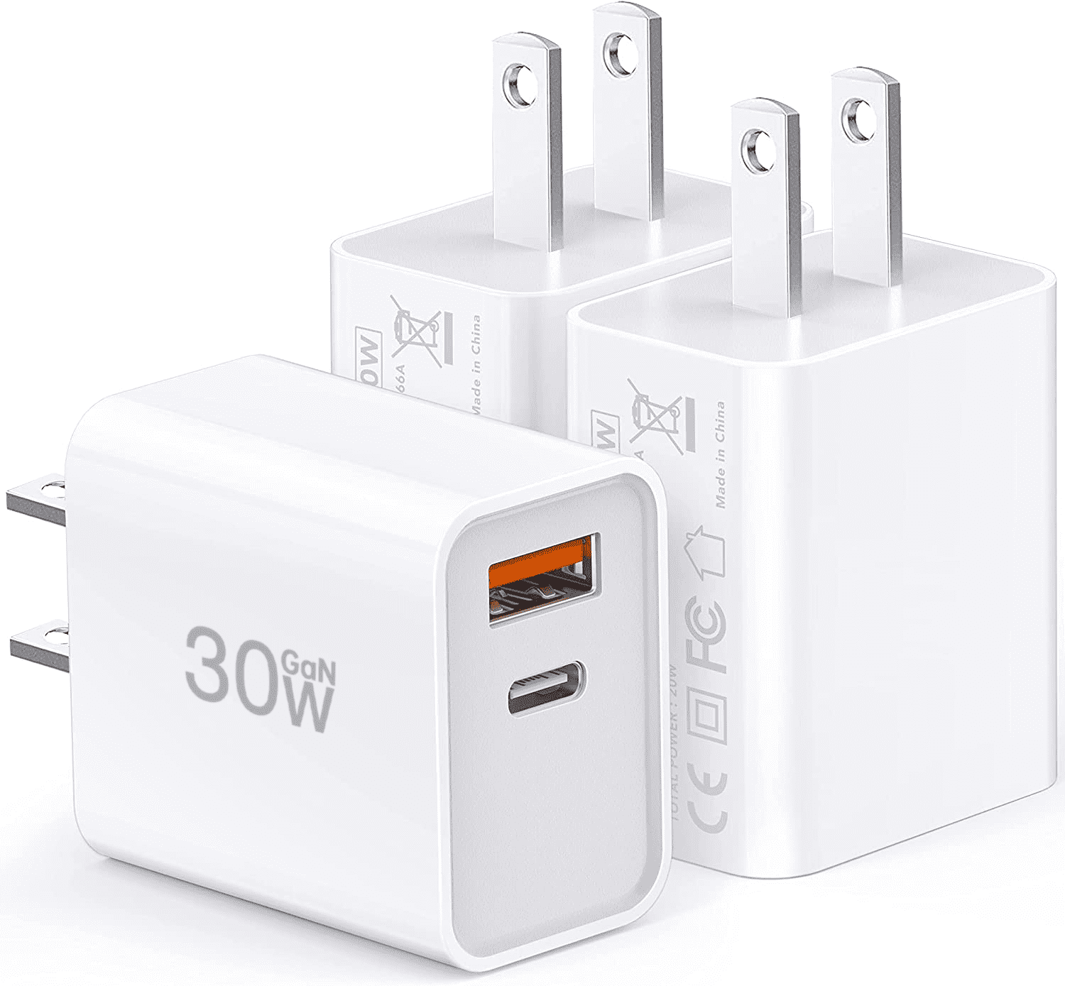 TAOHAI USB C Super Fast Charger, 3-Pack 30W Dual Port Fast Charger ...