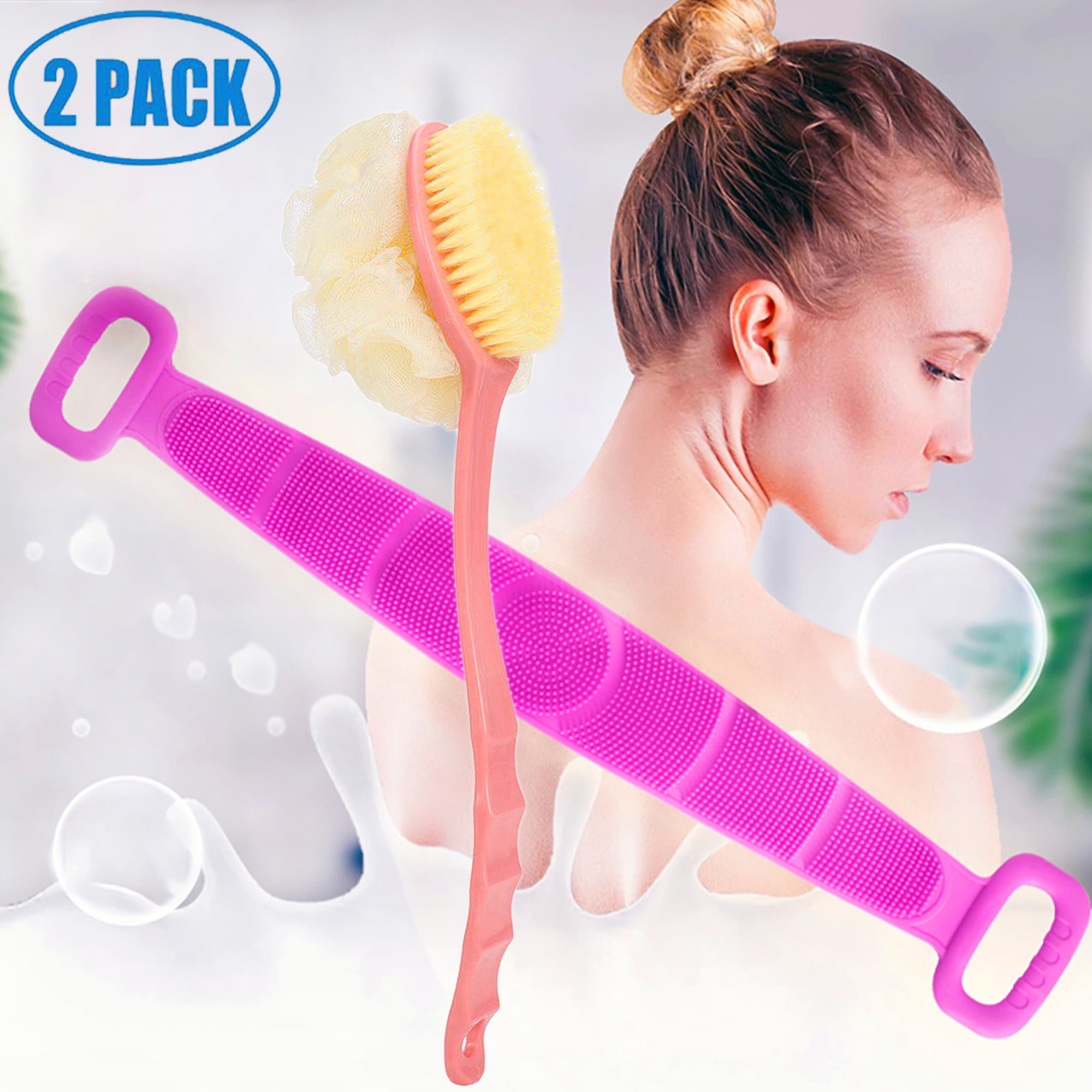 Aopow Shower Brush Silicone Bath Body Brush - Back Scrubber for