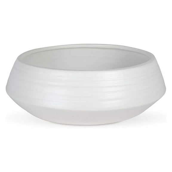 TAOS Ceramic Planter Bowl - 11" White Round Flower Pot for Indoor/Outdoor Plants - Modern Decorative Plant Pots, 5" H x 14.5" W