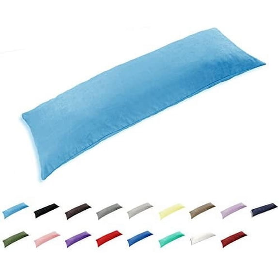 TAOSON 100% Cotton 300 Thread Count Envelope Style Body Pillow Cover Pillowcase Pillow Protector Cushion Cover Non Zippered Only Cover No Insert (Aqua,21"x48") Fits 20 x 48
