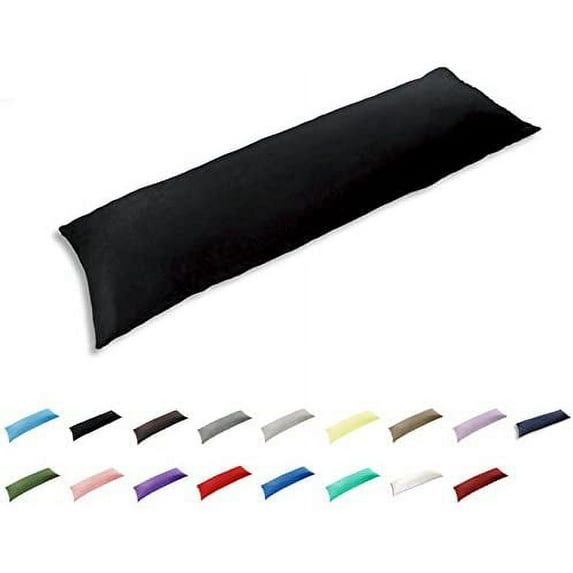 TAOSON 100% Cotton 300 Thread Count Envelope Style Body Pillow Cover Pillowcase Pillow Protector Cushion Cover Non Zippered Only Cover No Insert (Black,21"x48") Fits 20 x 48