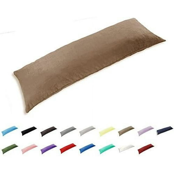 TAOSON 100% Cotton 300 Thread Count Envelope Style Body Pillow Cover Pillowcase Pillow Protector Cushion Cover Non Zippered Only Cover No Insert (Khaki,21"x48") Fits 20 x 48