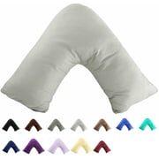 TAOSON 100% Cotton 300 Thread Count Soild Envelope Style V Shaped/Tri/Boomerang Standard Pillow Case Cushion Cover Only Cover No Insert ( Light Grey )