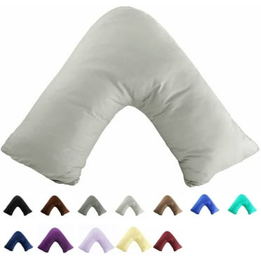 TAOSON 100% Cotton 300 Thread Count Soild Envelope Style V Shaped/Tri/Boomerang Standard Pillow Case Cushion Cover Only Cover No Insert ( Light Grey )