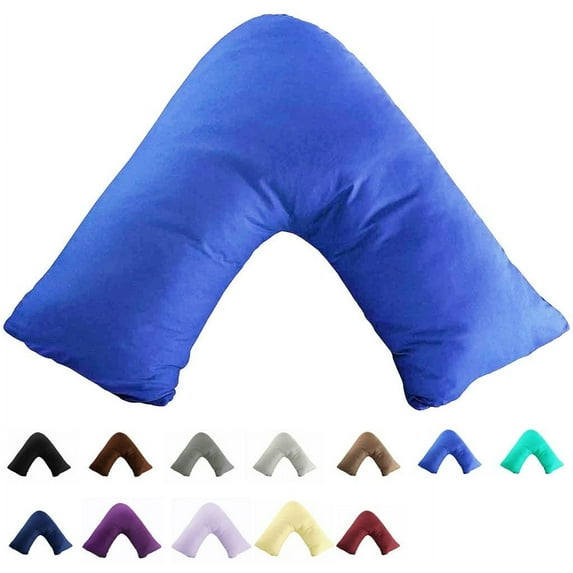 TAOSON 100% Cotton 300 Thread Count Soild Envelope Style V Shaped/Tri/Boomerang Standard Pillow Case Cushion Cover Only Cover No Insert ( Royal Blue )