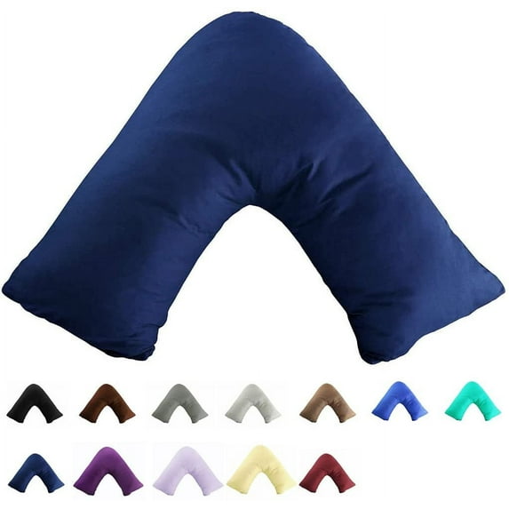 TAOSON 100% Cotton 300 Thread Count Soild Envelope Style V Shaped/Tri/Boomerang Standard Pillow Case Cushion Cover Only Cover No Insert ( Navy Blue )