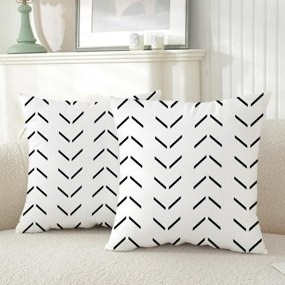 TAOSON Pack of 2,Home Decorative Geometric Black White Pattern Cozy Soft Throw Pillow Cases Cushion Covers Shells for Couch Bed Sofa Farmhouse Manual 18x18 Inches Only Cover No Insert S004