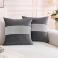 thumbnail image 1 of TAOSON Pack of 2, Luxury Grey Matching Sequin Patchwork Velvet Throw Pillow Cover with Silver Sequined Rhinestone Cushion Case Square Pillowcase for Sofa Couch Bedroom Living Room Home,18x18 inch, 1 of 12