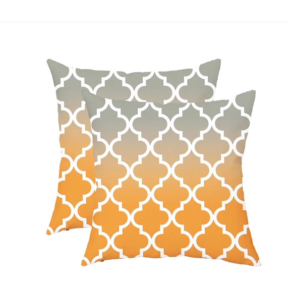 TAOSON Pack of 2 Soft Canvas Throw Cushion Cover Pillow Covers Cases for Couch Sofa Home Decor Modern Quatrefoil Accent Geometric with Hidden Zipper Closure Only Cover 18 x 18 Inches Gray/Gray Orange