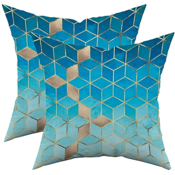 TAOSON Set of 2 Home Decorative Colorful Gradient Geometric Print Cozy Throw Pillow Cases Cushion Covers Shells for Couch Bed Sofa Farmhouse Manual 18x18 Inches Only Cover No Insert S007