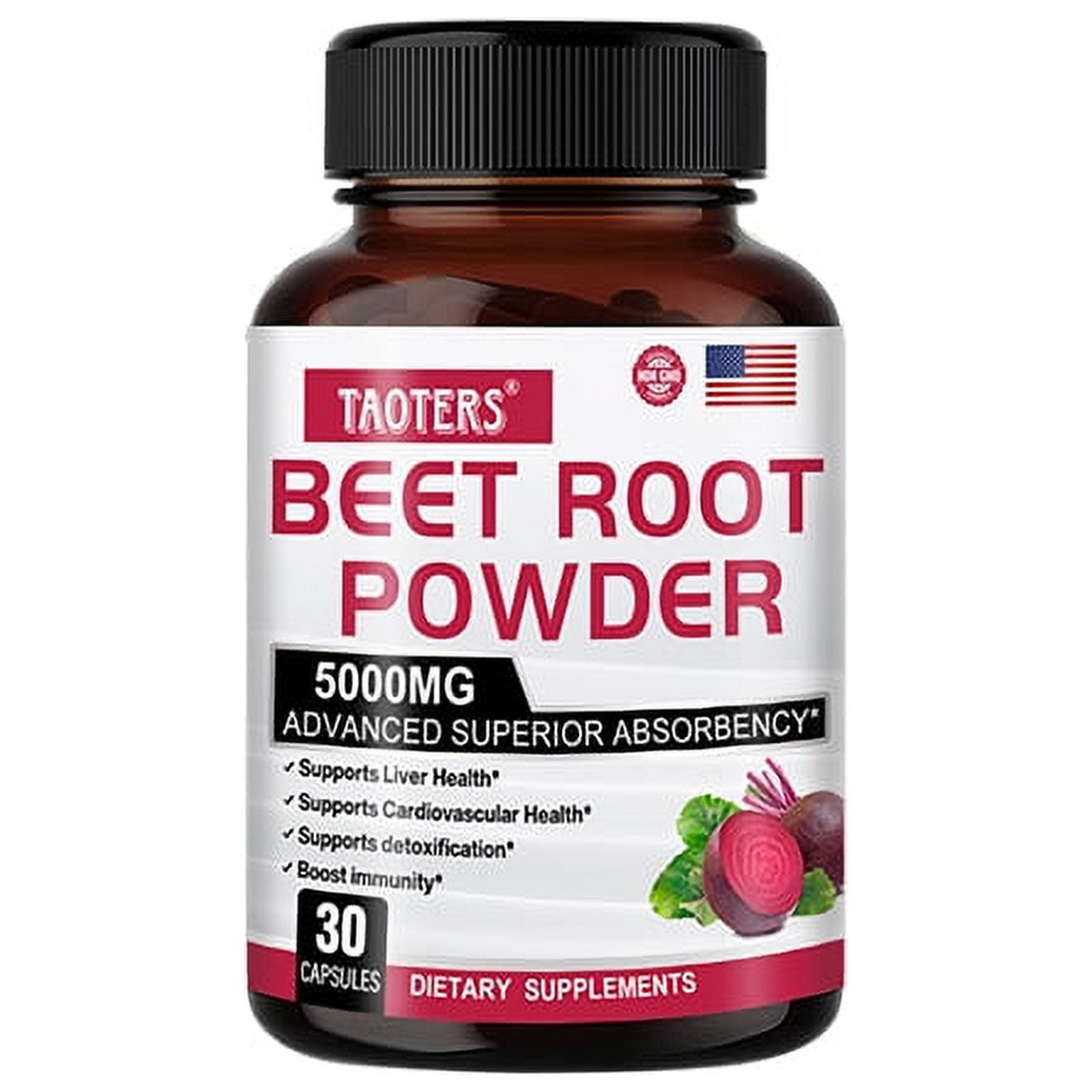 TAOTERS Beetroot Powder Capsules NonGMO for enhanced absorption