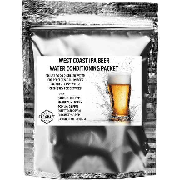 TAPCRAFT - Water Conditioning Packets for Homebrewing - Specific Regions and Styles (West Coast IPA) - Brew Your Own Beer at Home
