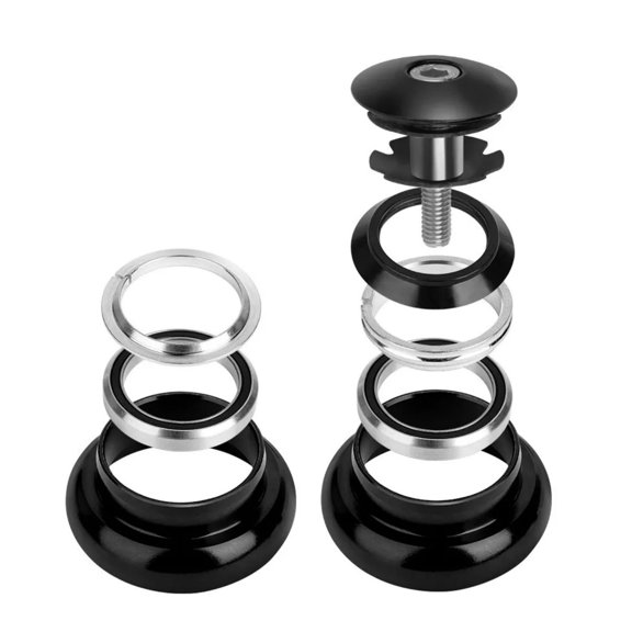 TAPDRA 1-1/8 Bike Headset 34mm Threadless Aluminum Alloy Sealed Bearing for MTB Road Fixed Gear Bicycles Black