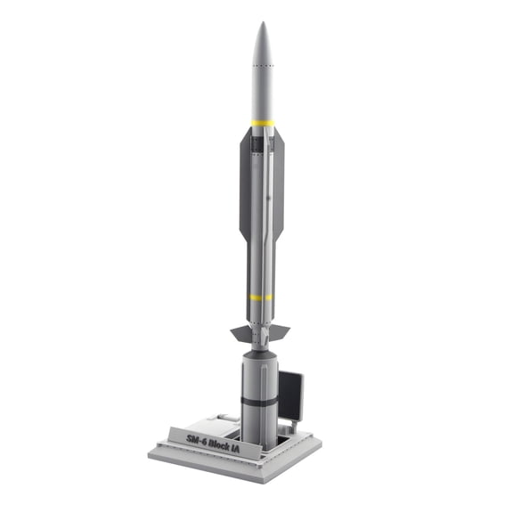 TAPDRA 1:18 Scale SM-6 Missile Model 16.1in PLA Plastic 3D Printed Shipborne Air Defense Replica for Collectors Stand