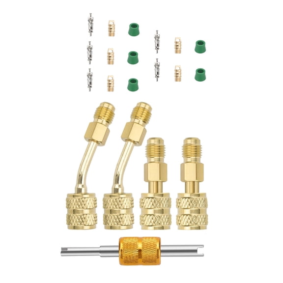 TAPDRA 1/4 Male 5/16 Female SAE R410A Adapter Set 45 Degree Straight For Mini Split AC Refrigerant Charging Vacuum Pump Connection
