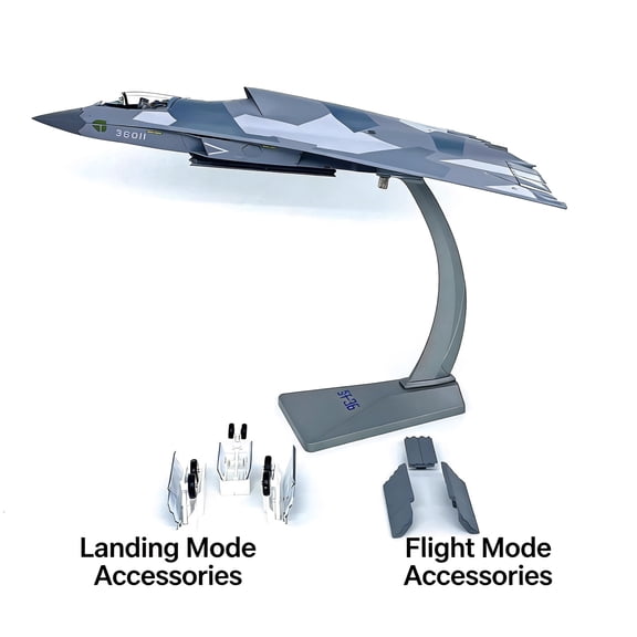 TAPDRA 1:72 J-36 Fighter Jet Model Chinese Air Force Prototype Replica Alloy Plastic Material With Stand For Decoration Use