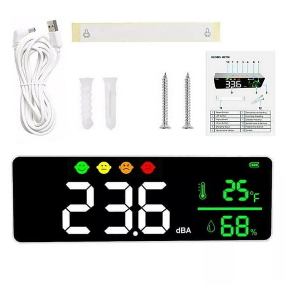 TAPDRA 11 Inch Display LED Decibel Meter 30-130dB Sound Level Reader Face Icon Alarm for Classroom Office Factory Noise Display