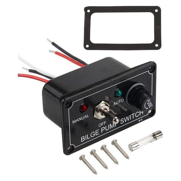 TAPDRA 12V Bilge Pump Control Switch Panel ON OFF AUTO Manual Operation with Fuse for Boats Yachts Watercraft