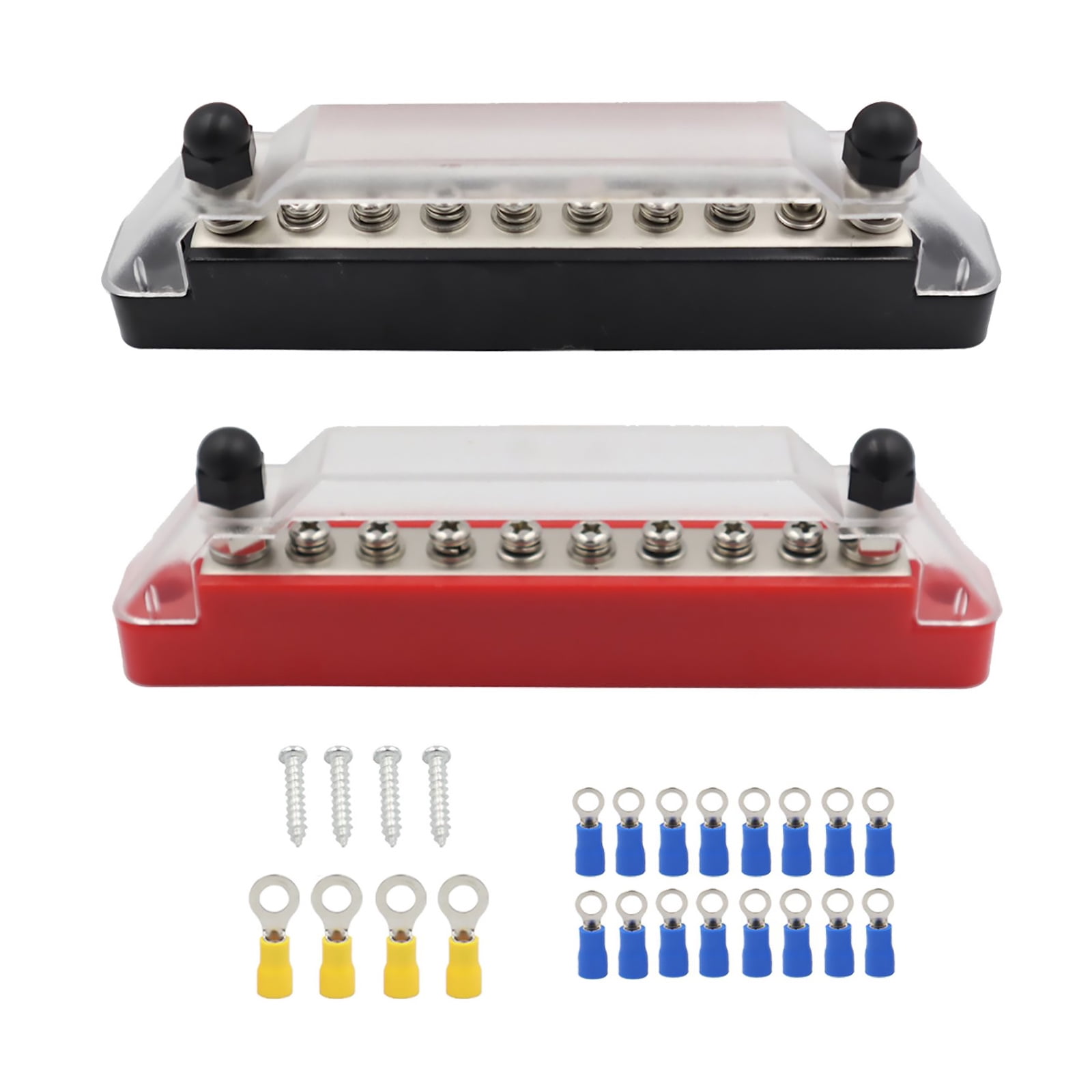TAPDRA 12V Bus Bar Terminal Block Kit Positive Negative 130A 150A 300V 48V Automotive Marine Wiring RV Truck Boat Power Distribution