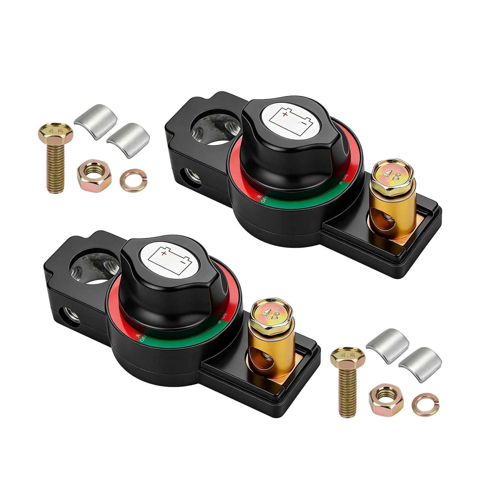 TAPDRA 2 Pack Zinc Alloy Battery Disconnect Switch 12V 24V 300A Terminal Isolator For Automotive Power Drain Prevention System