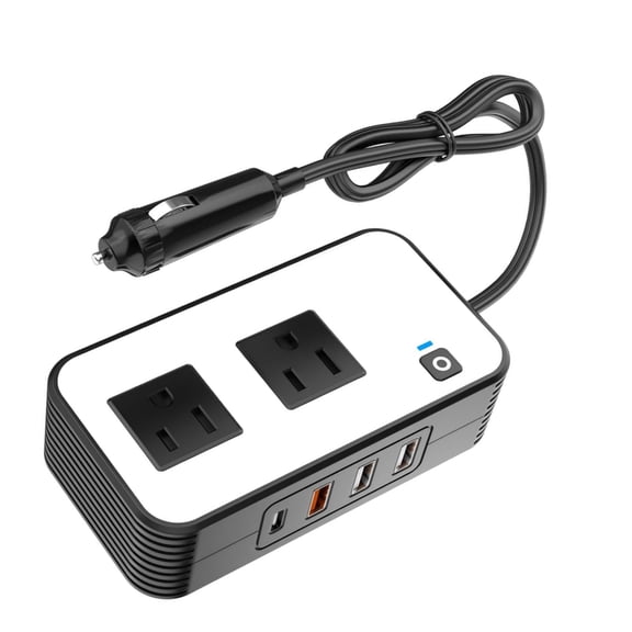 TAPDRA 200W Automotive Inverter DC 12V AC 110V 2 US Sockets 3 USB 1 Type-C PD20W QC3.0 Multi-Protection System