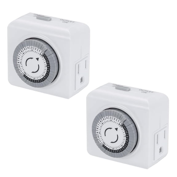 TAPDRA 24 Hour Mechanical Timer 2PCS Set 30 Minute Increments 15A 1250W Capacity For Home Office Use