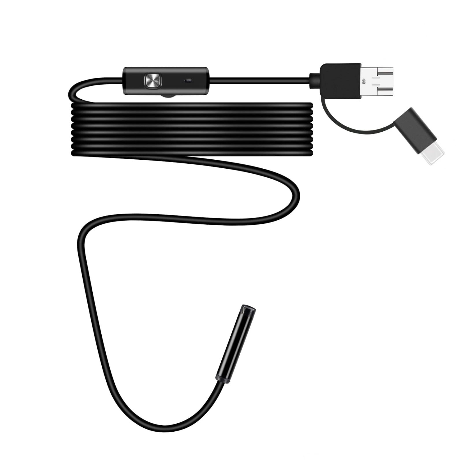 TAPDRA 2m Semi Rigid Endoscope Borescope For Home Improvement Pipe Inspection 7mm Camera Head IP67 Waterproof 6 Dimmable LEDs