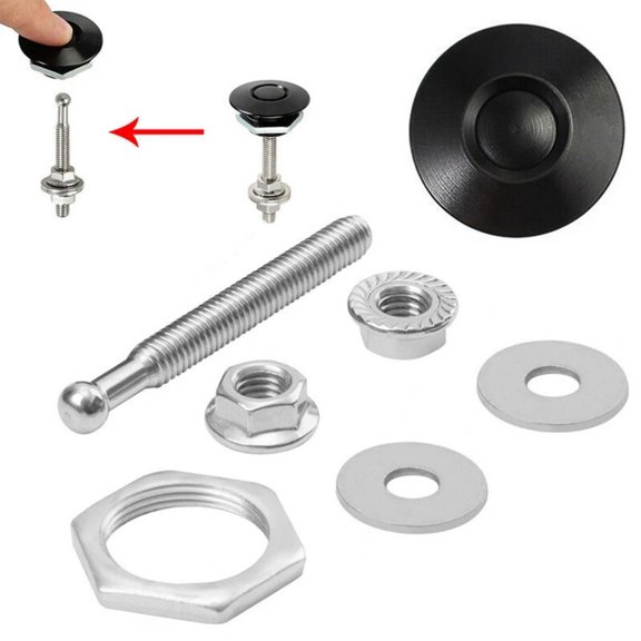 TAPDRA 4 Pack Universal Hood Locking Pins Push Button Quick Release Black Color For All Car Engine Bay Security Protection