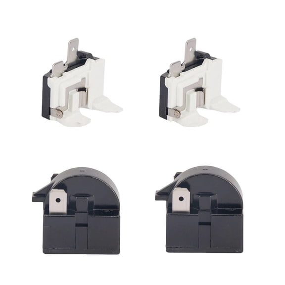 TAPDRA 4 Pcs Refrigerator Starter Relay 15 Ohm 2 Pin & Overload Protector 1/4HP 375W for Mini Fridge Cooler Compressor