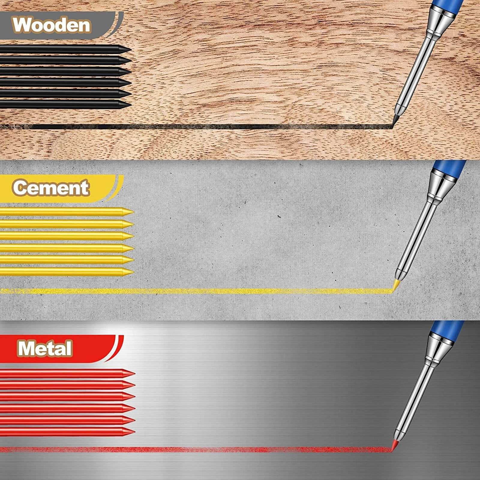 TAPDRA 40mm Extension Deep Hole Carpenter Pencil With Refills Durable Structure For Construction Woodworking Projects
