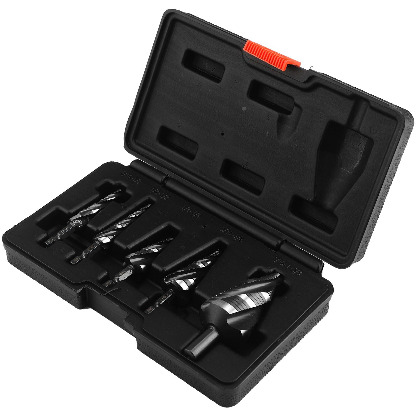 TAPDRA 5 Pcs HSS Step Drill Bit Set Multi Size 1/4” 9mm Shank for Wood Metal Plastic Power Drills High Speed