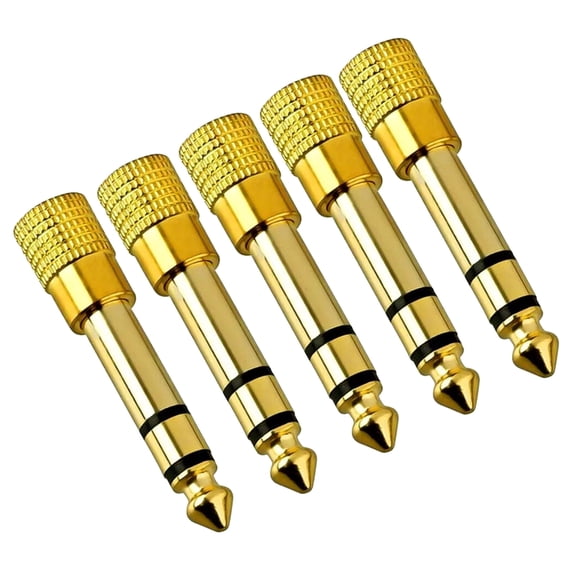 TAPDRA 6.35mm to 3.5mm Stereo Audio Adapter 5 Pack Gold Plated Easy Grip Design for Audio Devices Gold Color
